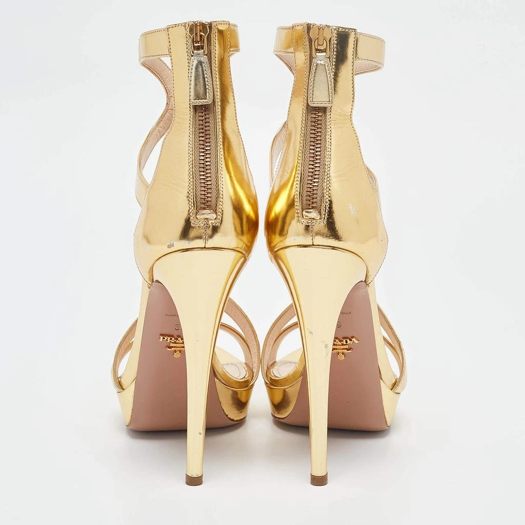 Prada Prada Gold Leather Platform Ankle Strap Sandals Size 39 5
