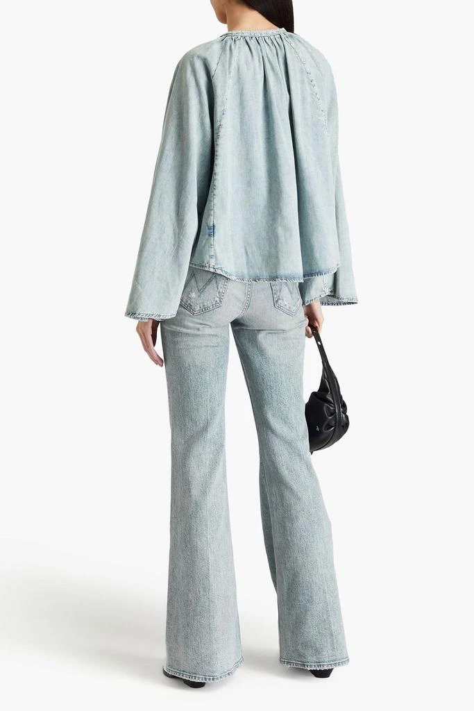 FRAME Faded cotton and linen-blend chambray blouse 3