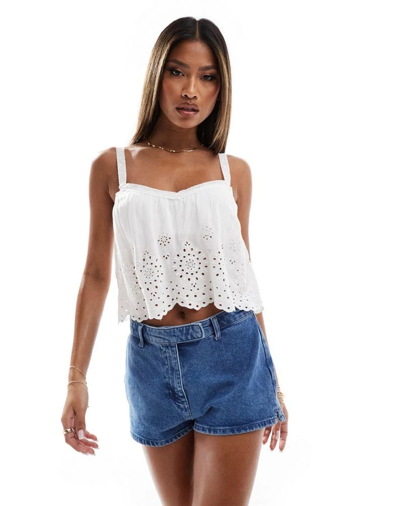 HOLLISTER Hollister eyelet detail cami top in white 1