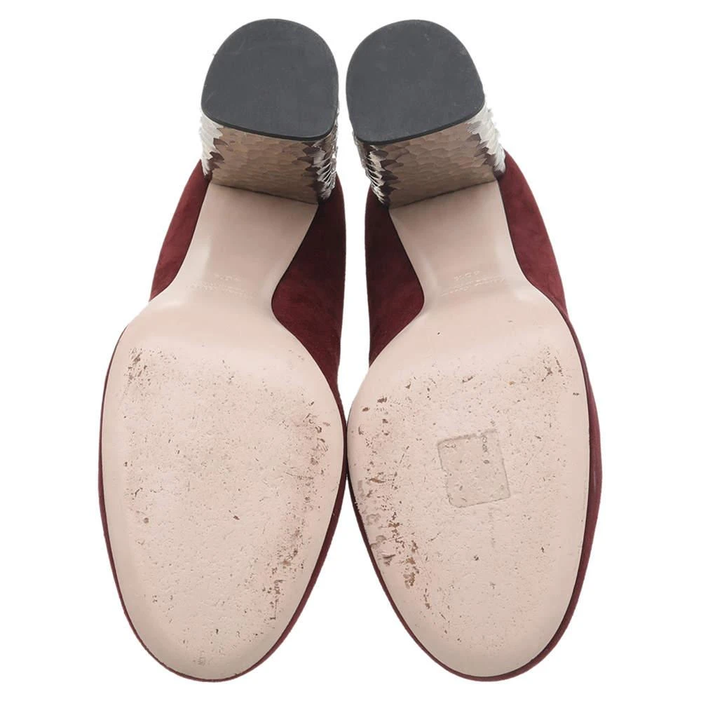 Miu Miu Miu Miu Burgundy Suede Crystal Embellished Block Heel Pumps Size 40.5 6