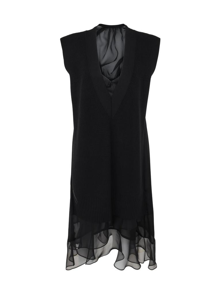 Sacai Black WTAPS Edition Cotton Back Satin Minidress