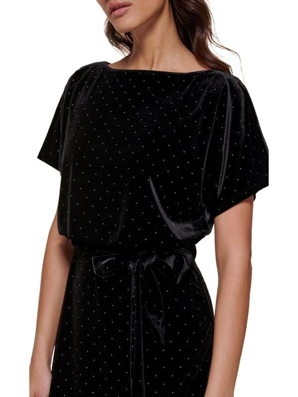 Kensie Studded Velvet Tie-Front Dress 4