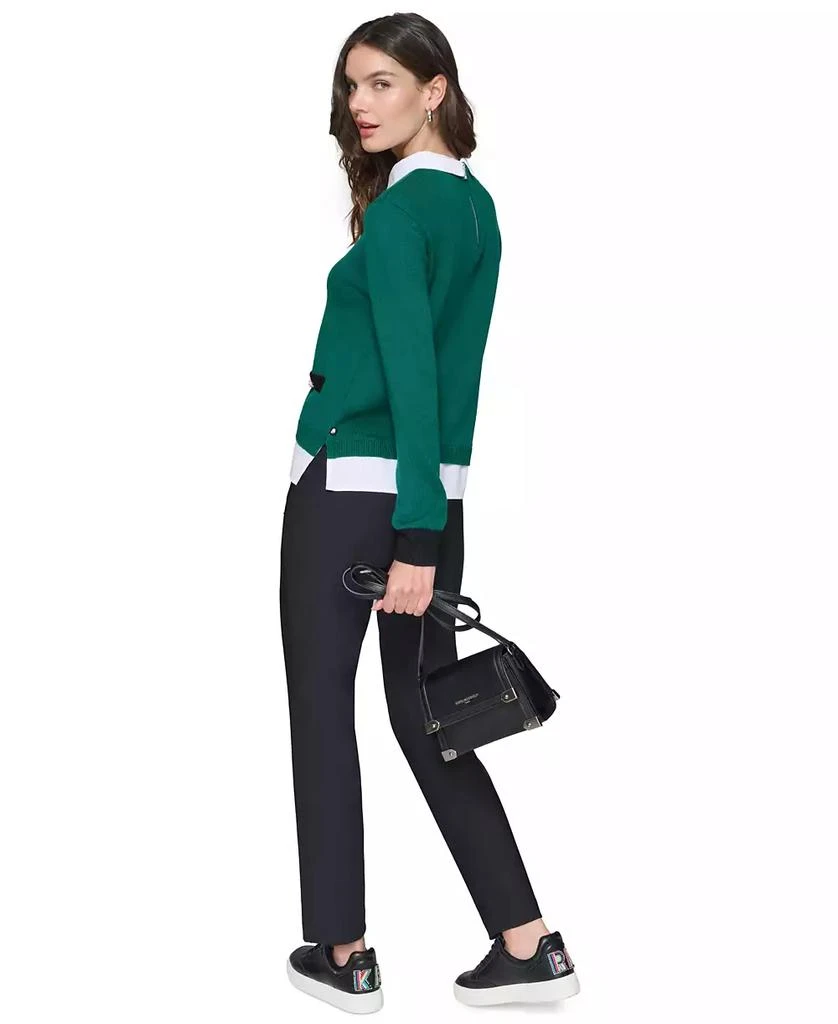 Karl Lagerfeld Paris Petite Layered-Look Shirt-Collar Sweater 3