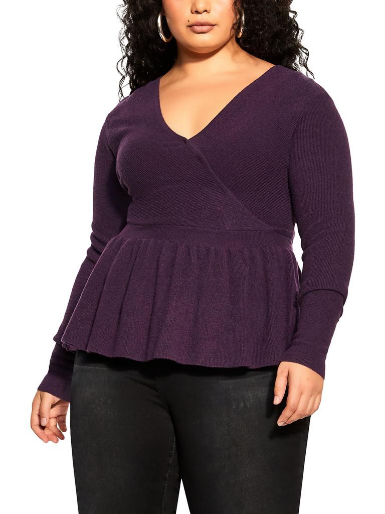 City Chic Womens Cropped Shirt Wrap Sweater