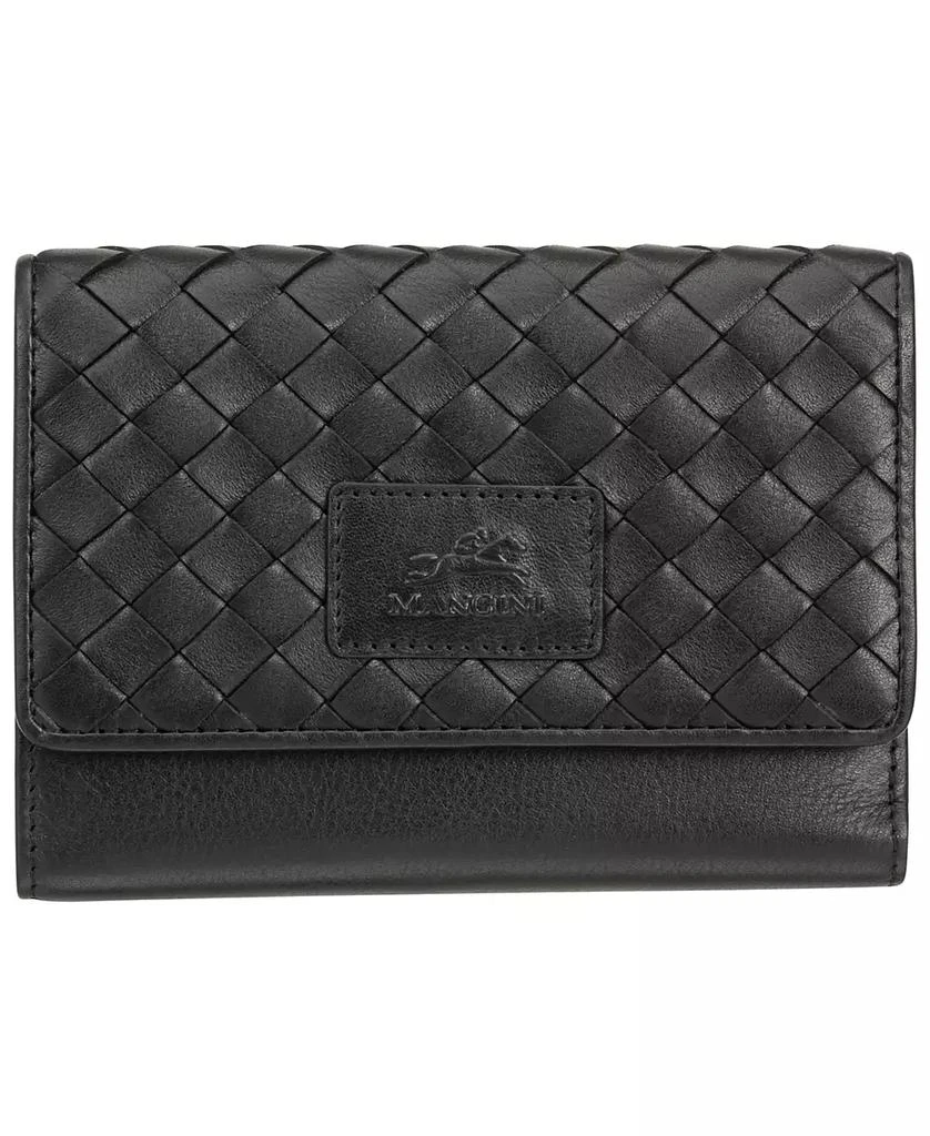 Mancini Leather Goods Women's Basket Weave Collection RFID Secure Mini Clutch Wallet 1