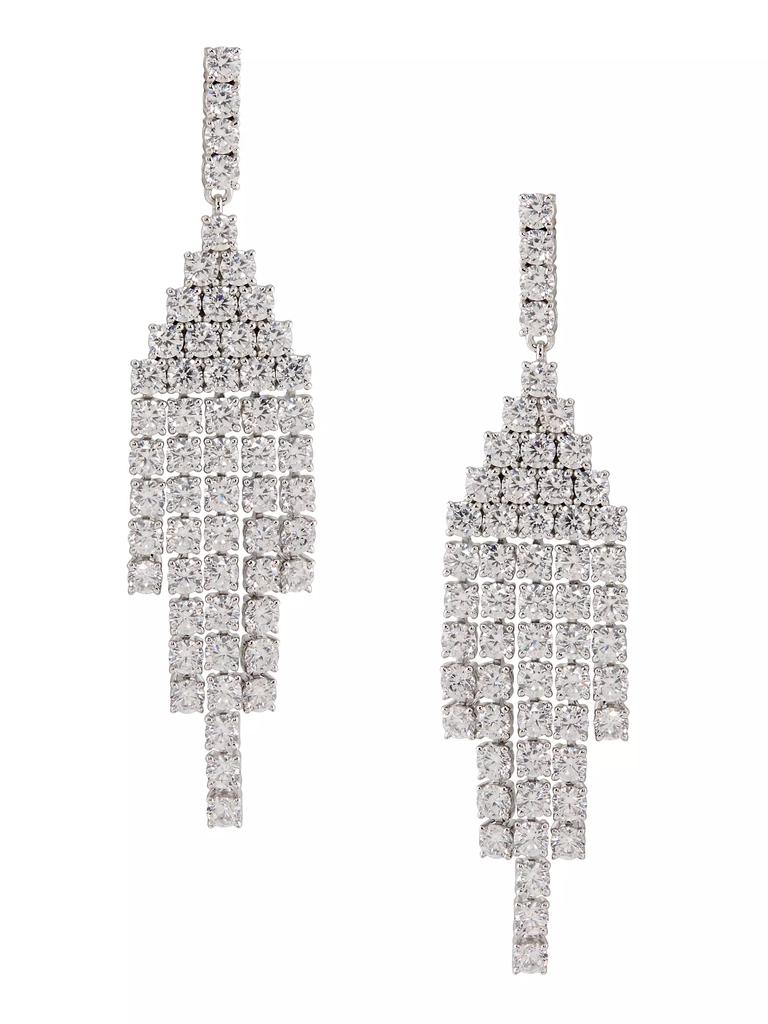 Adriana Orsini Diana Rhodium-Plated & Cubic Zirconia Chandelier Earrings