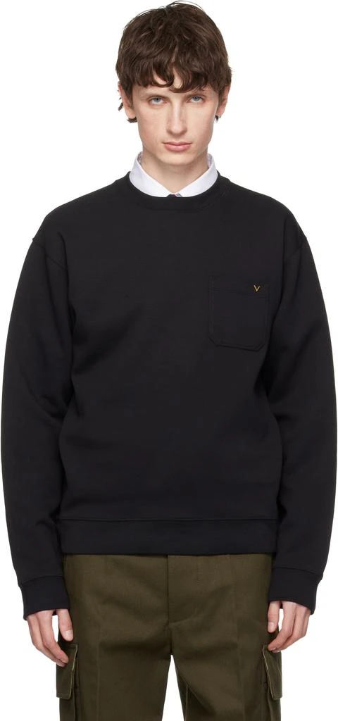 Valentino Black VGold Cotton Jersey Sweatshirt