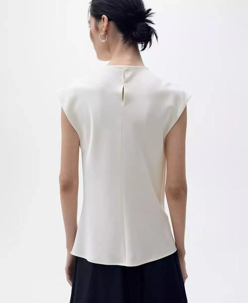 Mango Women's Draped Neck Satin Blouse 4
