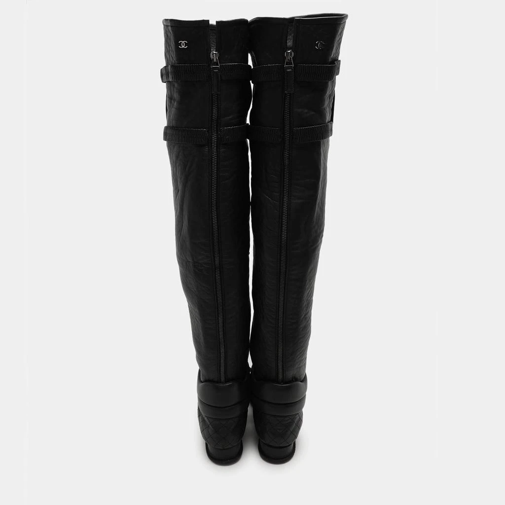 Chanel Chanel Black Quilted Leather Knee Length Boots Size 40 5