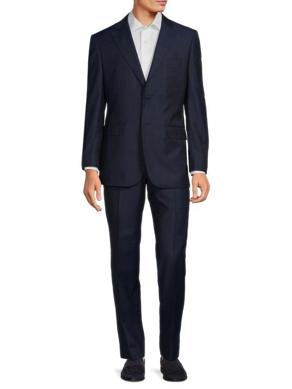 Saks Fifth Avenue Classic Fit Checked Wool & Silk Suit 1