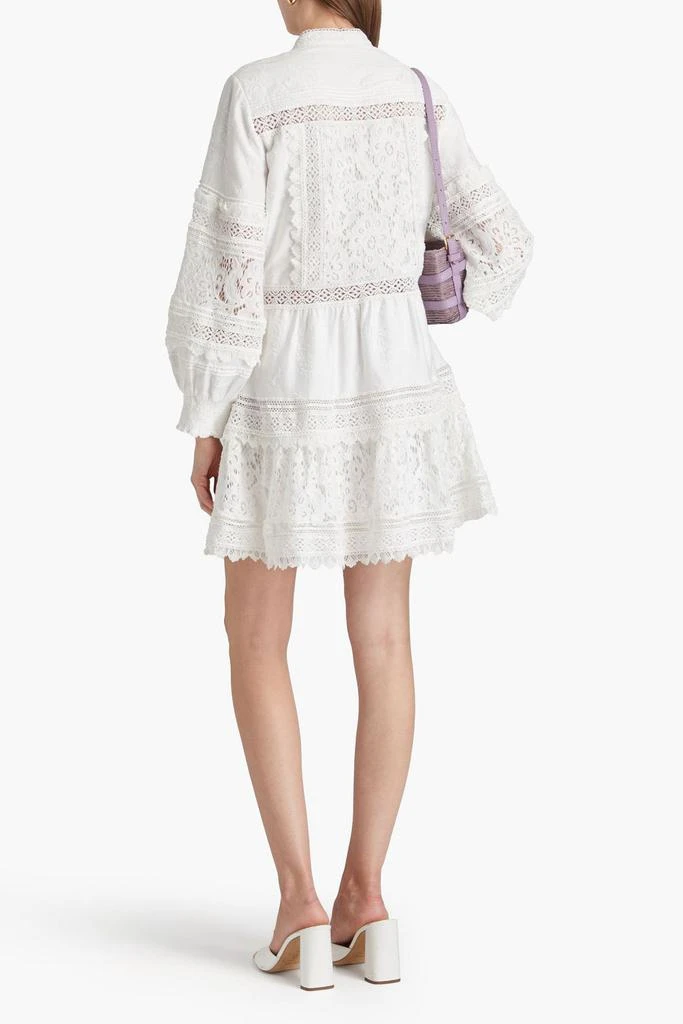 Alice + Olivia Lace-paneled embroidered cotton mini dress 3