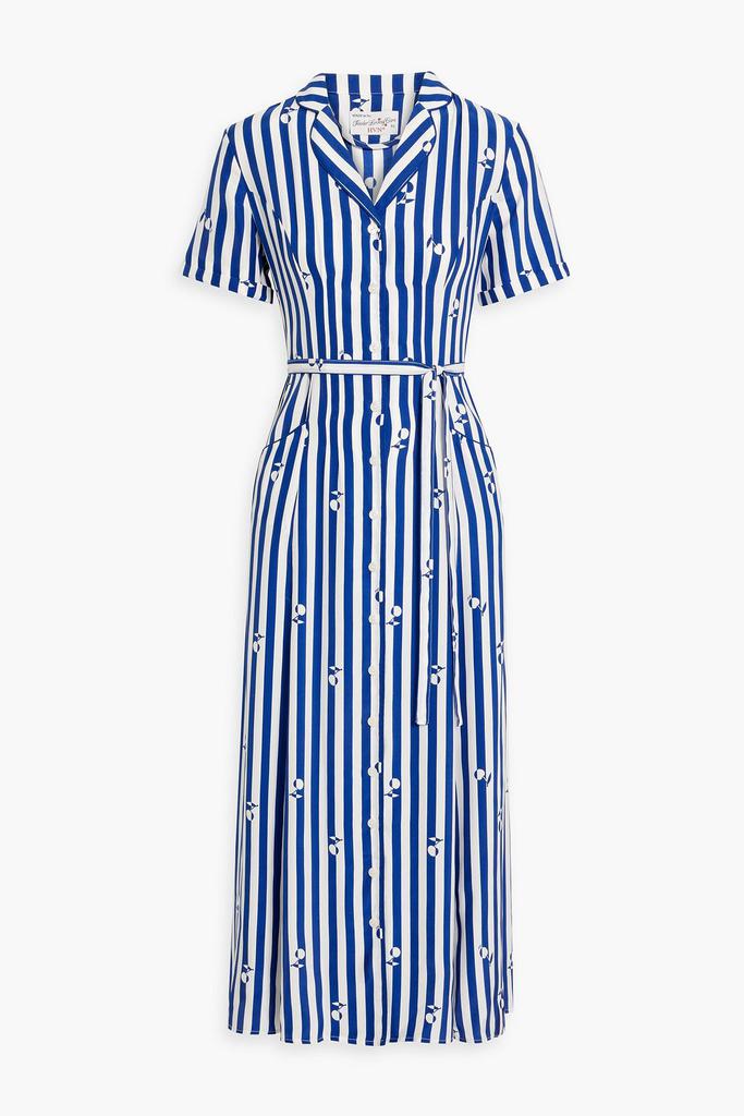 HVN Maria striped silk midi shirt dress