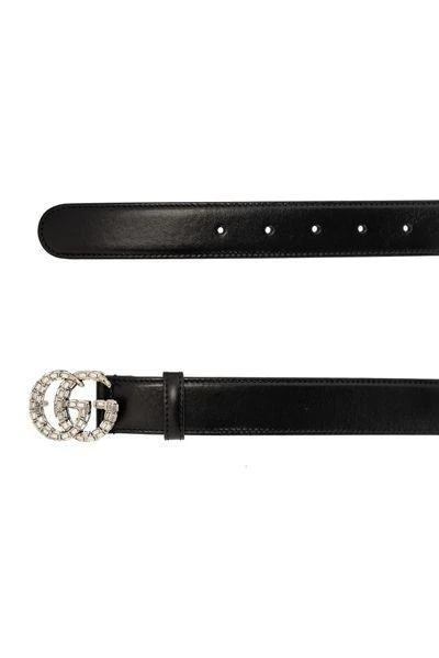 Gucci BLACK BELT WITH DOUBLE GG BUCKLE WITH CRYSTALS 3