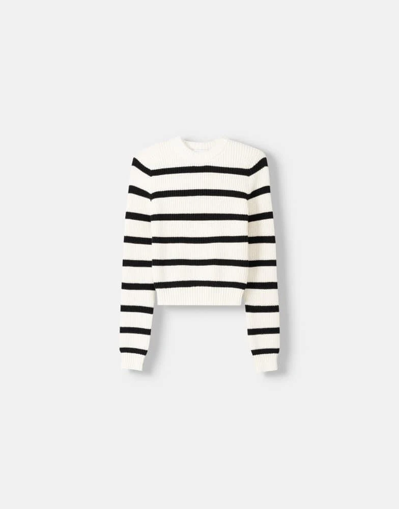 Bershka Bershka round neck sweater in black 4