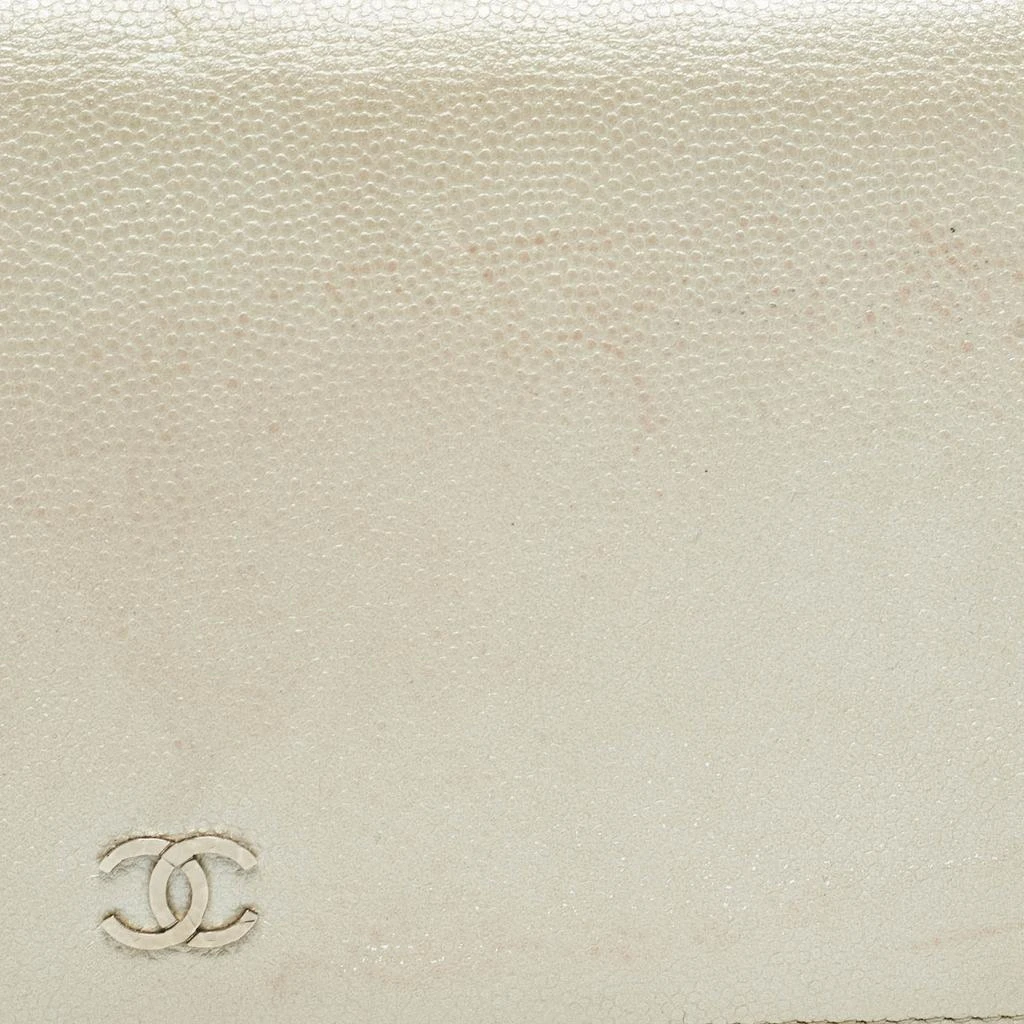 Chanel Chanel Pearl White Caviar Leather CC L Yen Continental Wallet 8