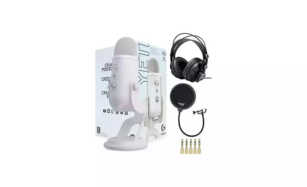 Blue Microphones Blue Yeti USB Microphone (Blackout) with Knox Gear Headphones and Pop Filter 2