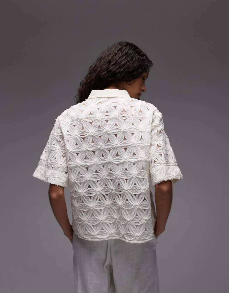 Mango Mango daisy crochet short sleeve top in white 2