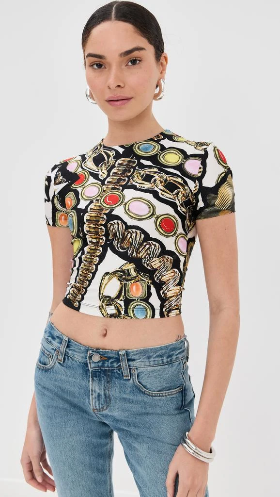 AREA Gemstone Chain Printed Cropped Tee 1