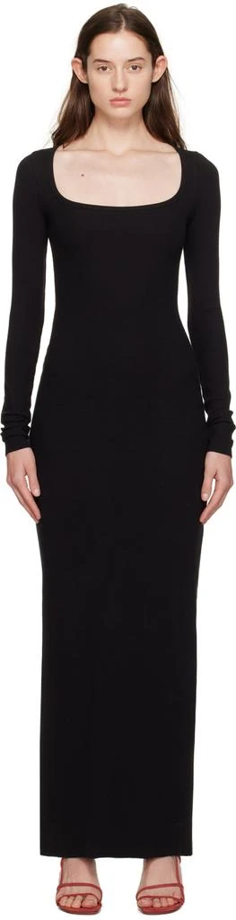 ÉTERNE Black Square Neck Maxi Dress 1