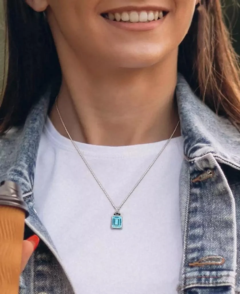 Macy
s Blue Topaz (7-3/8 ct. t.w.) 
Black Sapphire (1/4 ct. t.w.) 18" Pendant Necklace in Sterling Silver 2