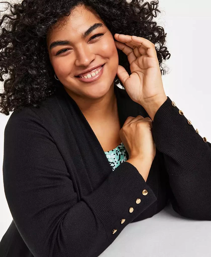 JM Collection Plus Size Open-Front Long-Sleeve Cardigan, Exclusively at Macy's 4