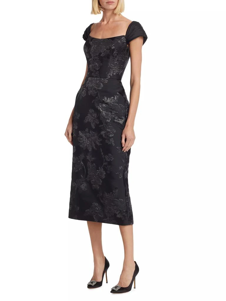 Amsale Brocade &amp; Taffeta Tea-Length Dress 2