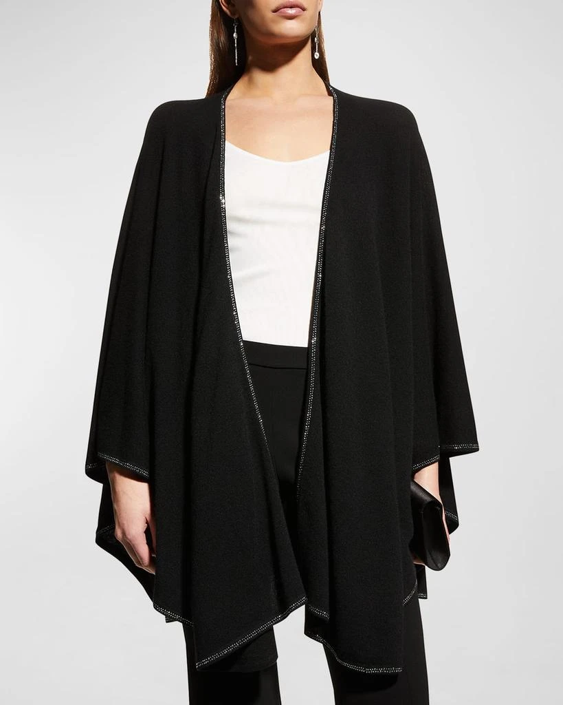 Sofia Cashmere Jersey-Knit Cashmere Cape with Stone Placket 1