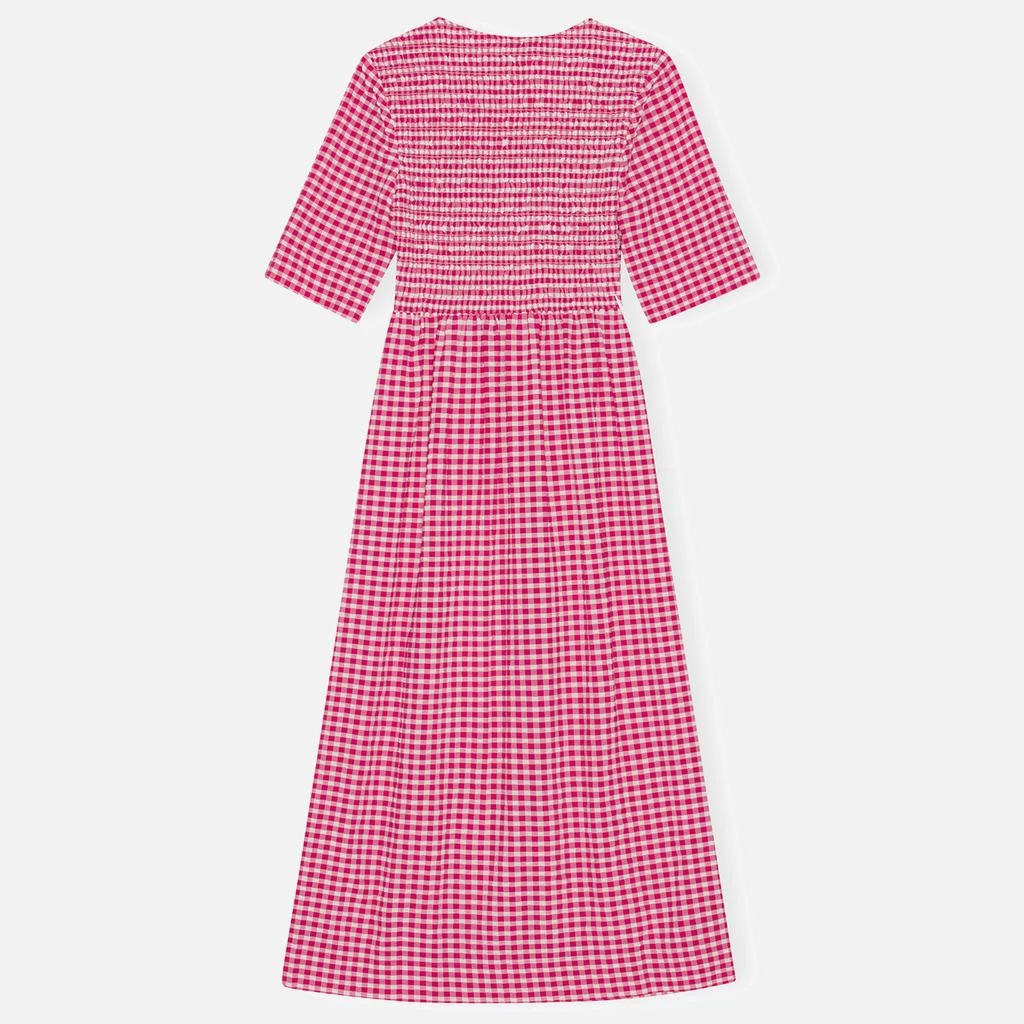 Ganni Smocked Checked Seersucker Dress 7