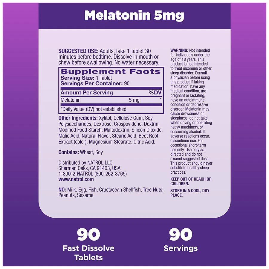 Natrol Melatonin 5mg, Sleep Support, Fast Dissolve Tablets Strawberry 6