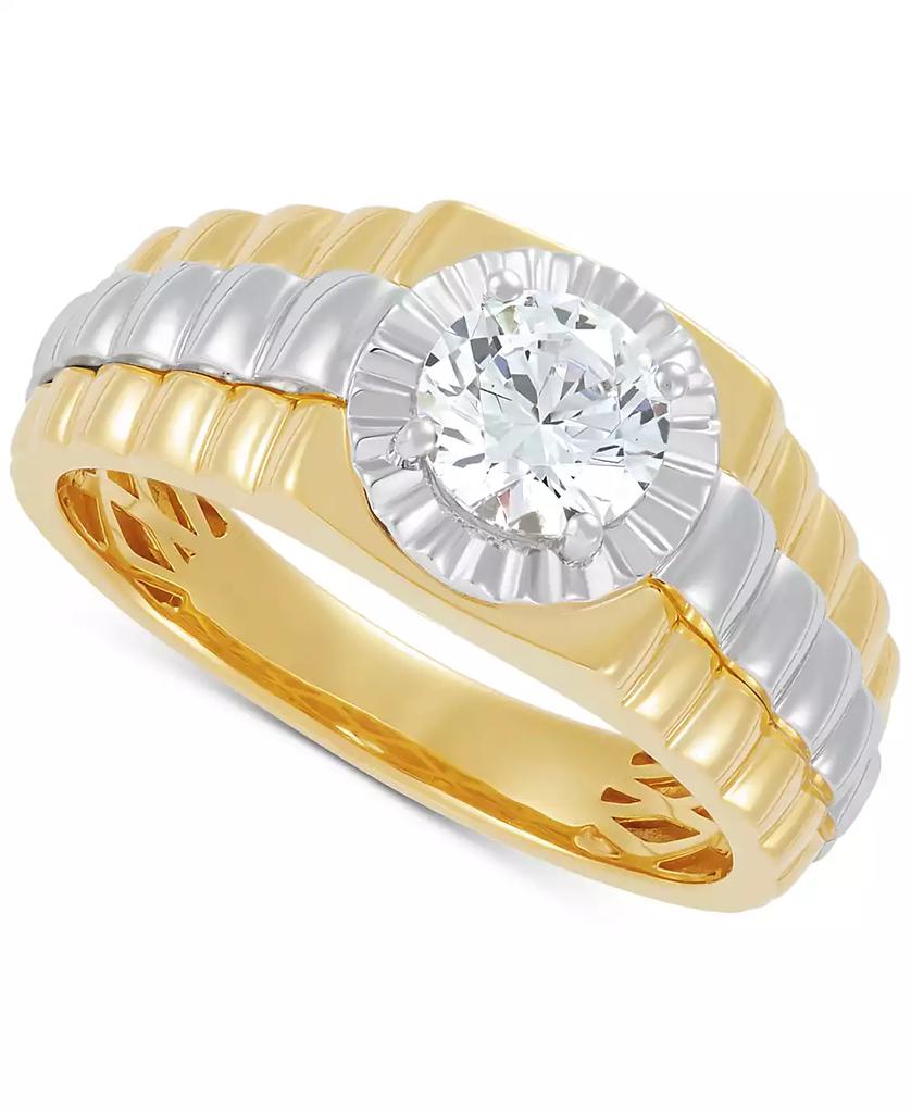 Grown With Love Men's Lab Grown Diamond Solitaire Ring (1 ct. t.w.) in 10k Two-Tone Gold