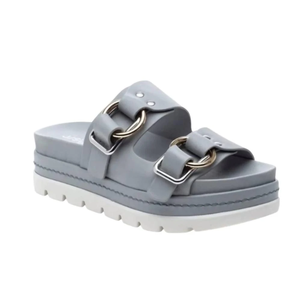 J Slides Women's Baha Sandal In Light Grey Leather 1