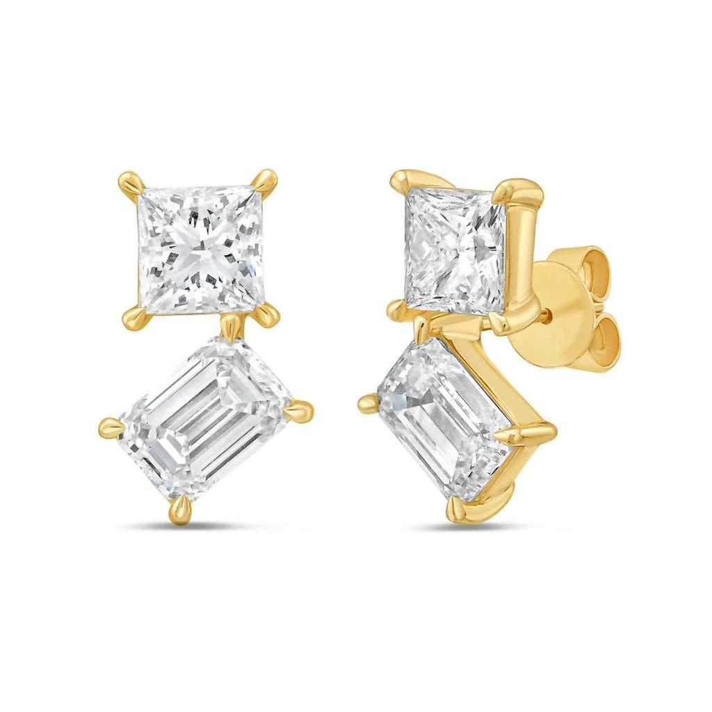 Diana M Jewels Diana M Jewels - Women
s Princess 
Emerald Lab-Grown Diamond Stud Earrings (5.00 Ct) - Statement
