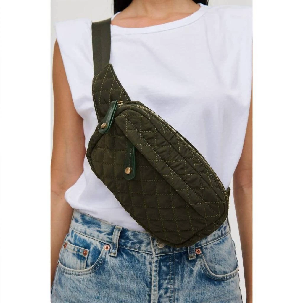 Urban Expressions Teo Quilted Nylon Fanny Pack Belt Bag Sling Bag In Olive 1