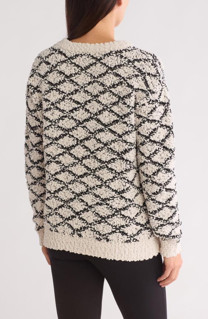Bobeau Diamond Popcorn Stitch Sweater