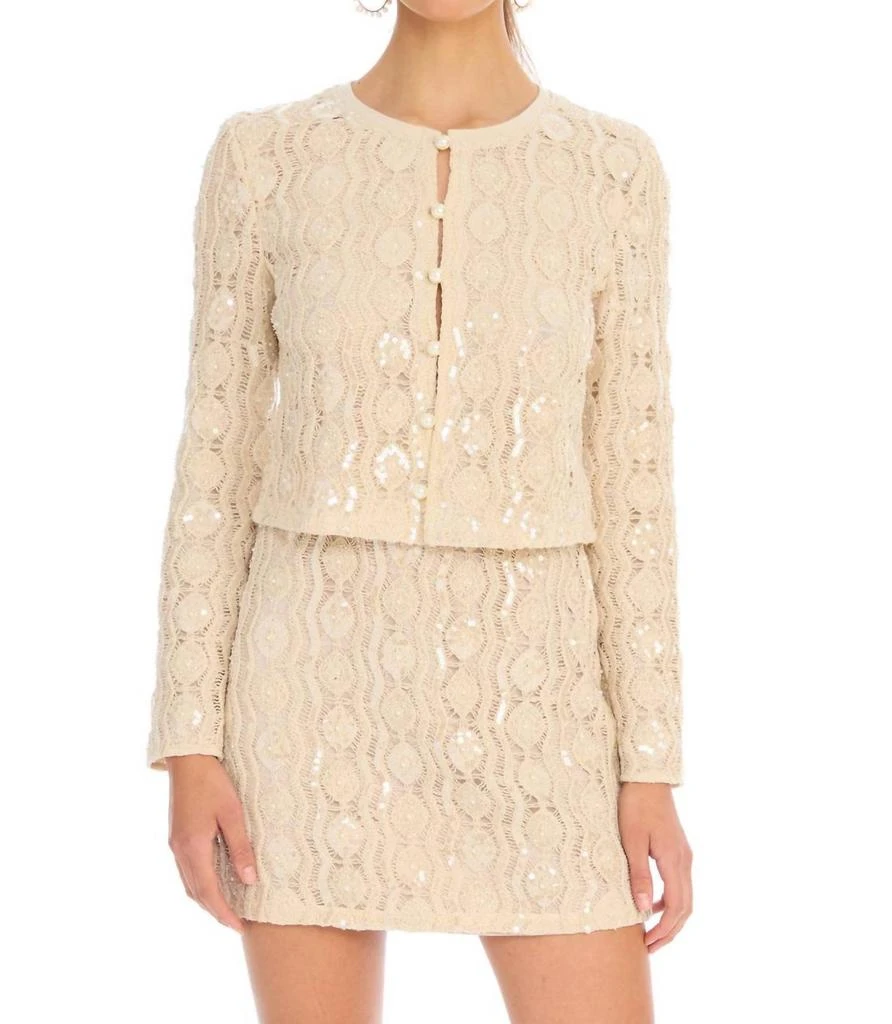 Allison New York Beaded Mariana Cardigan In Sand 2