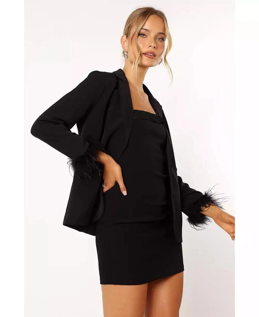 Petal and Pup Women's Rosemary Faux Feather Sleeve Blazer 6