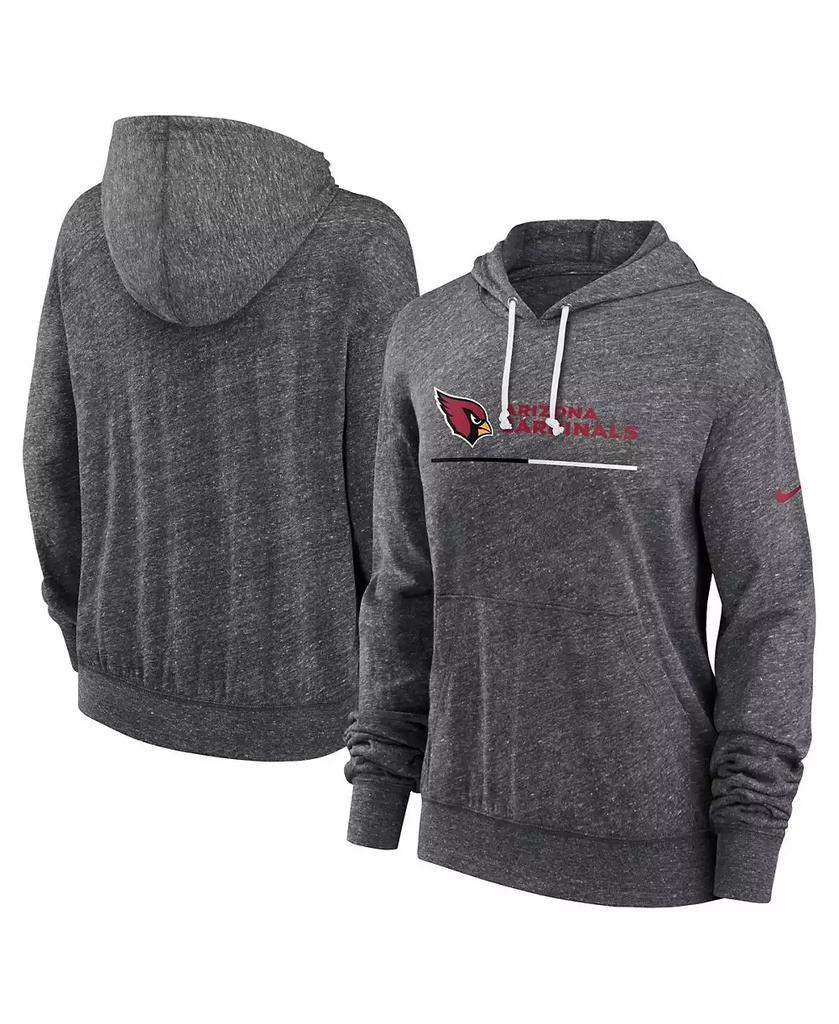 NIKE Women's Heather Charcoal Arizona Cardinals Team Spirit Gym vintage-like Lightweight Hooded Top