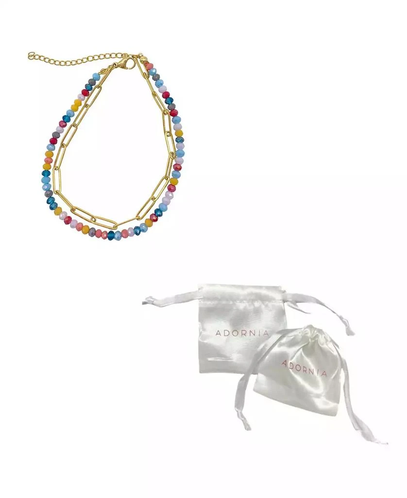ADORNIA Multi Color Bead and Paper Clip Chain Double Bracelet 2