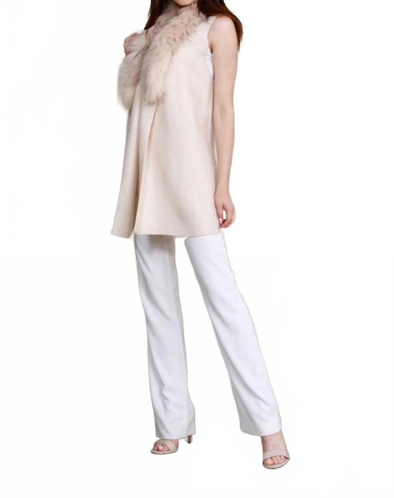 DOLCE CABO Women's Cream Fur Collar Vest In Beige 3