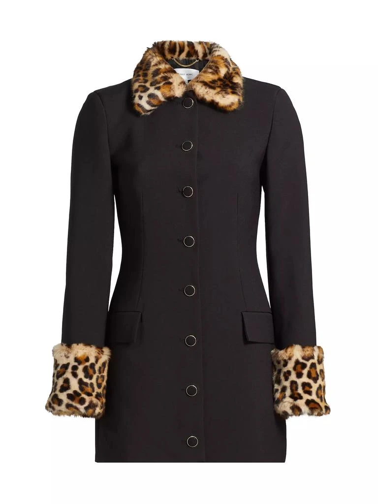 Ronny Kobo Lena Leopard Faux Fur-Trimmed Minidress 1