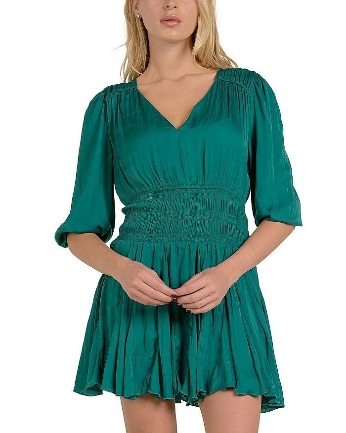 Elan Elbow Sleeve Smocked Mini Dress 1