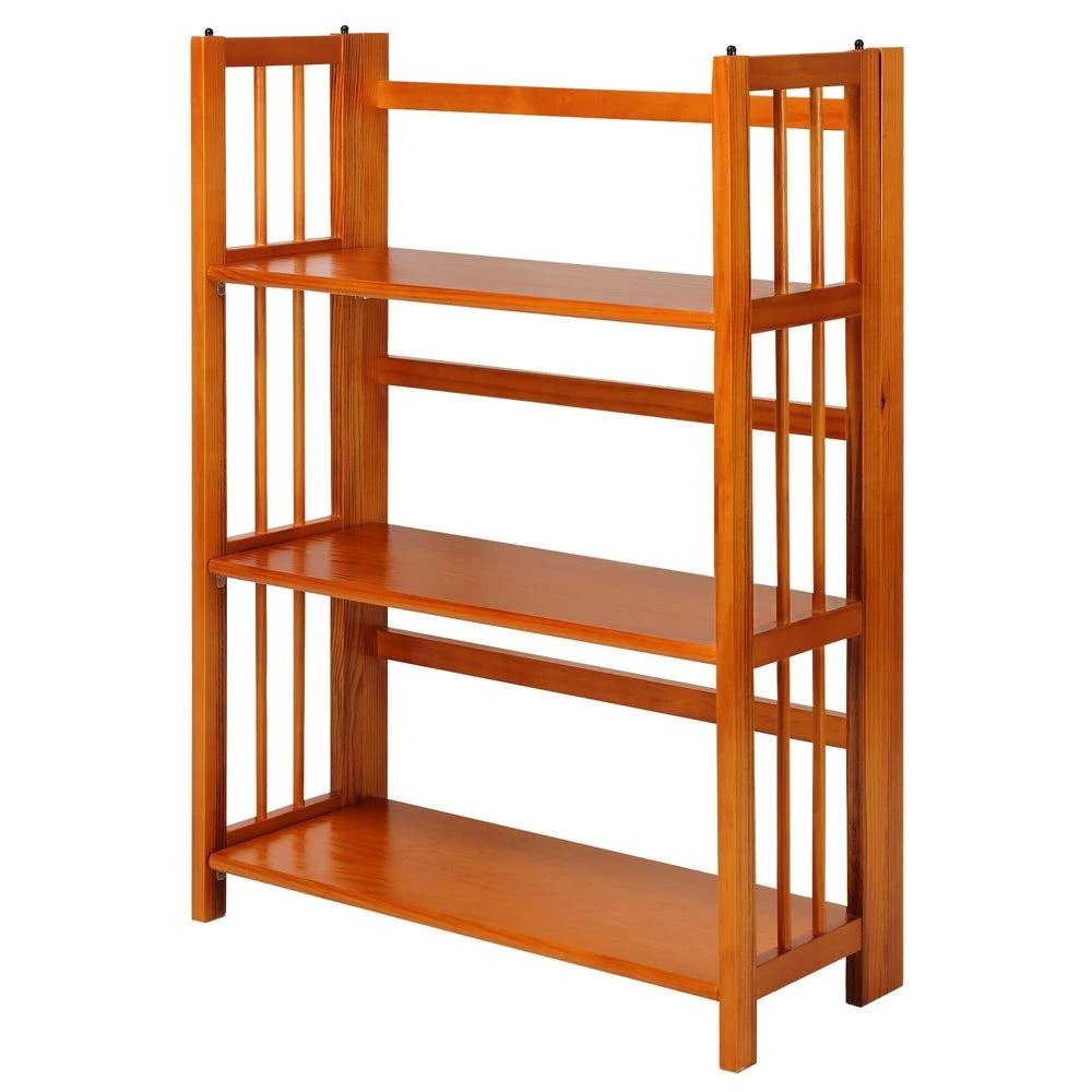 Casual Home 3-Shelf Folding Stackable Bookcase 27.5" Wide-Honey Oak 1