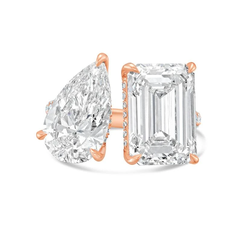 Diana M Jewels 18KT ROSE GOLD 2 STONE LAB GROWN DIAMOND FASHION RING WEIGHING 5.00 CTS TW