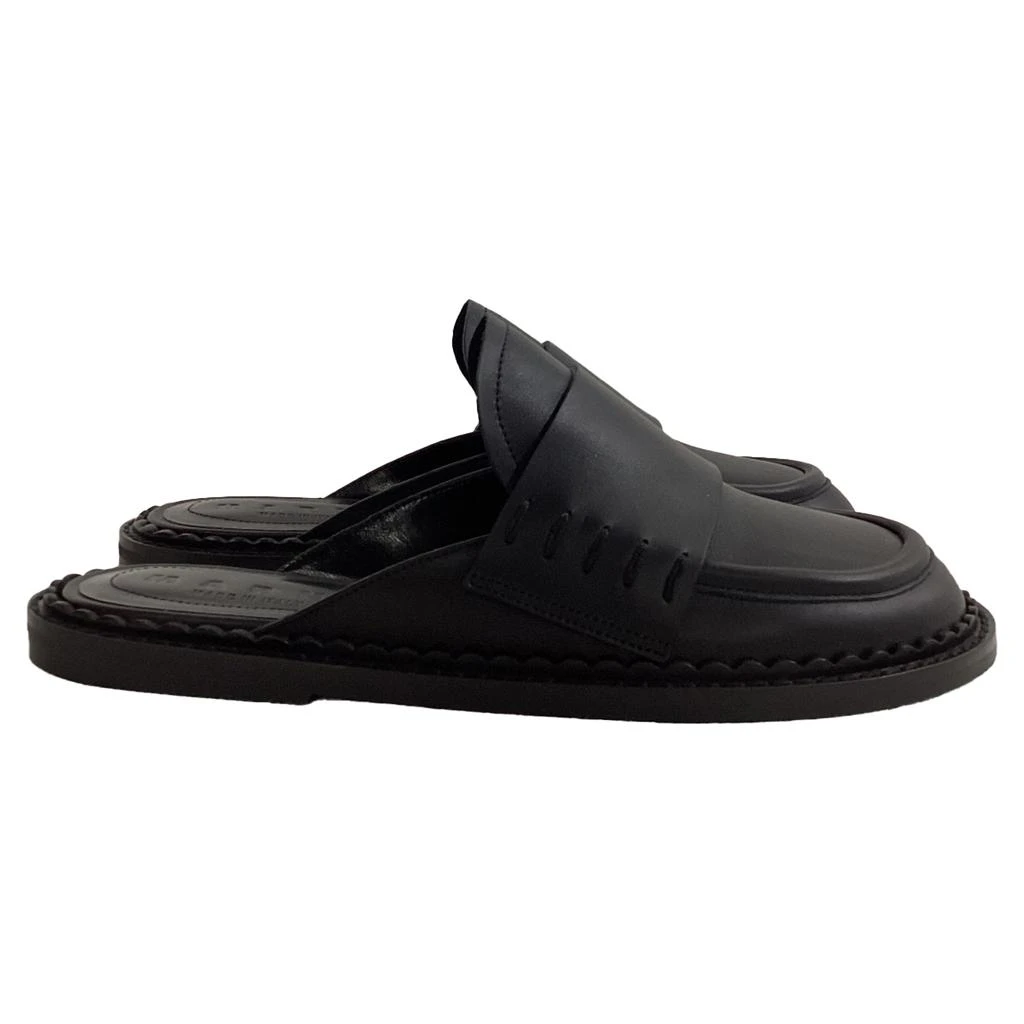 Marni Loafer Mules in Black Leather