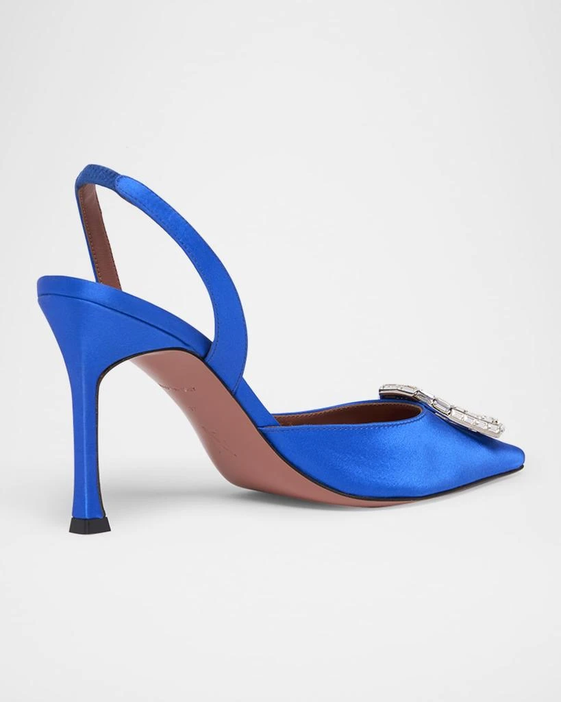 Amina Muaddi Camelia Satin Crystal Ornament Slingback Pumps 3