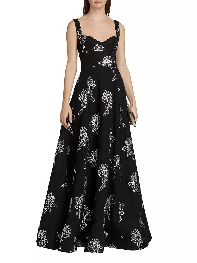 Monique Lhuillier Thalia Floral Jacquard A-Line Gown 3