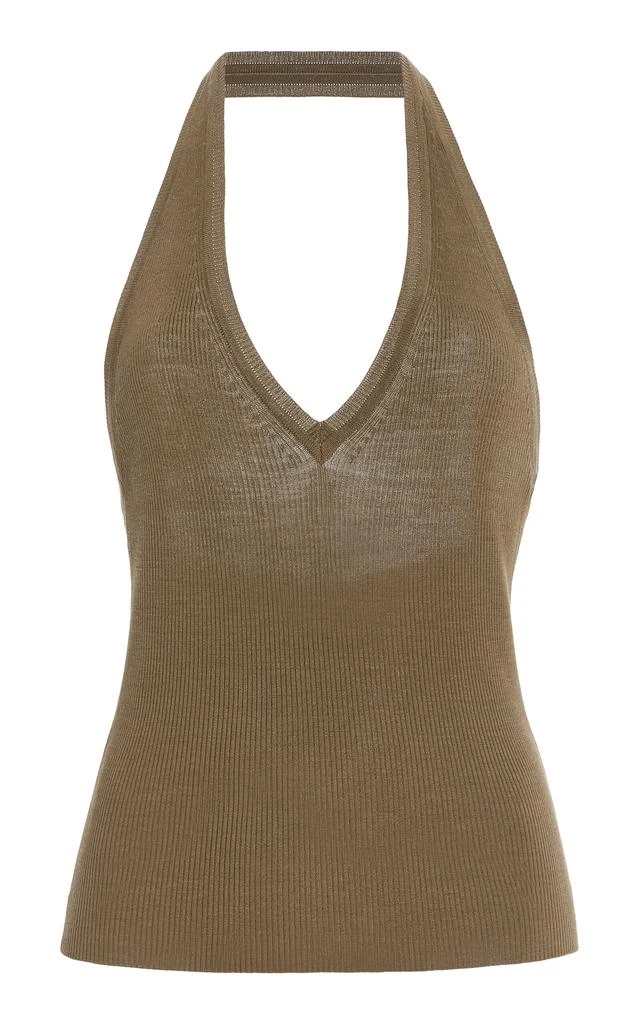 Nili Lotan NILI LOTAN - Ivey Knit Silk Halter Tank Top - Green - L - Moda Operandi 1