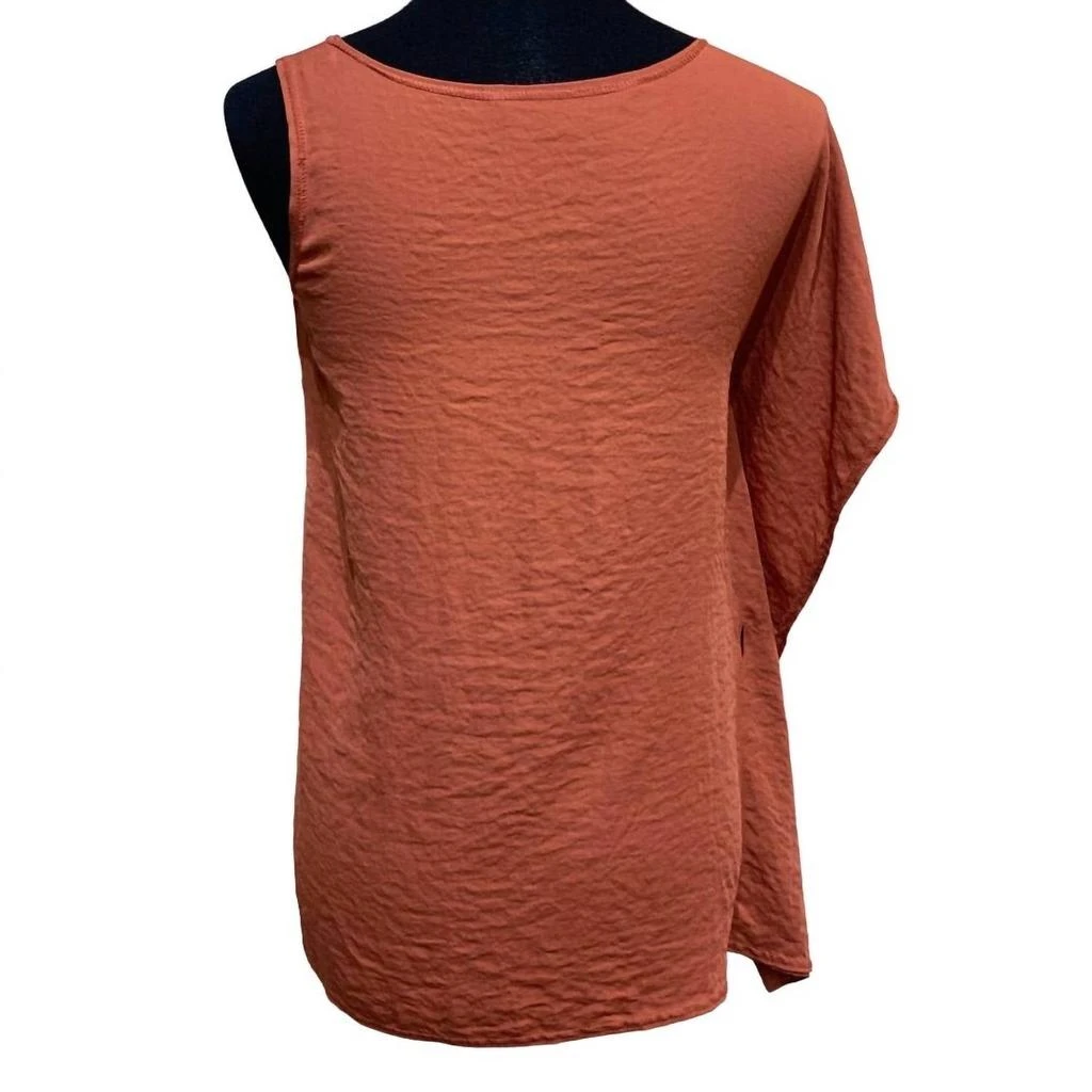 Rachel Roy Women's Asymmetrical Shoulder Ruffle Top In Terracotta 3