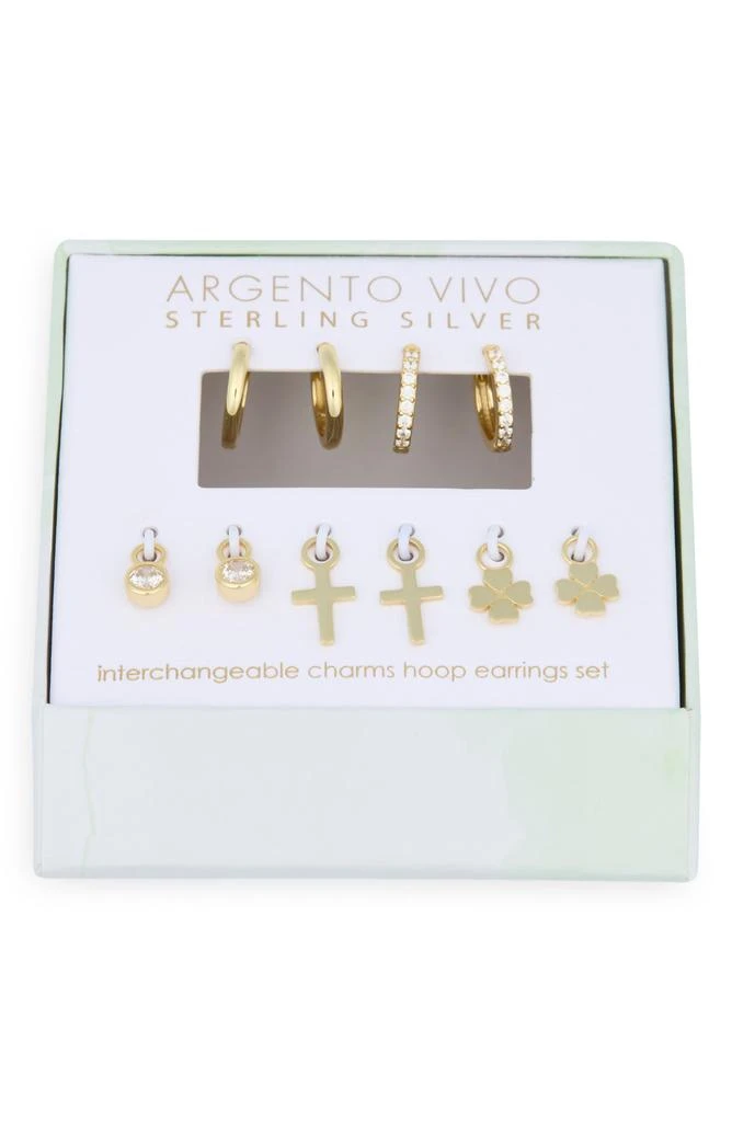 Argento Vivo Sterling Silver Mixed CZ Charms 
2-Pack Huggie Hoop Earrings