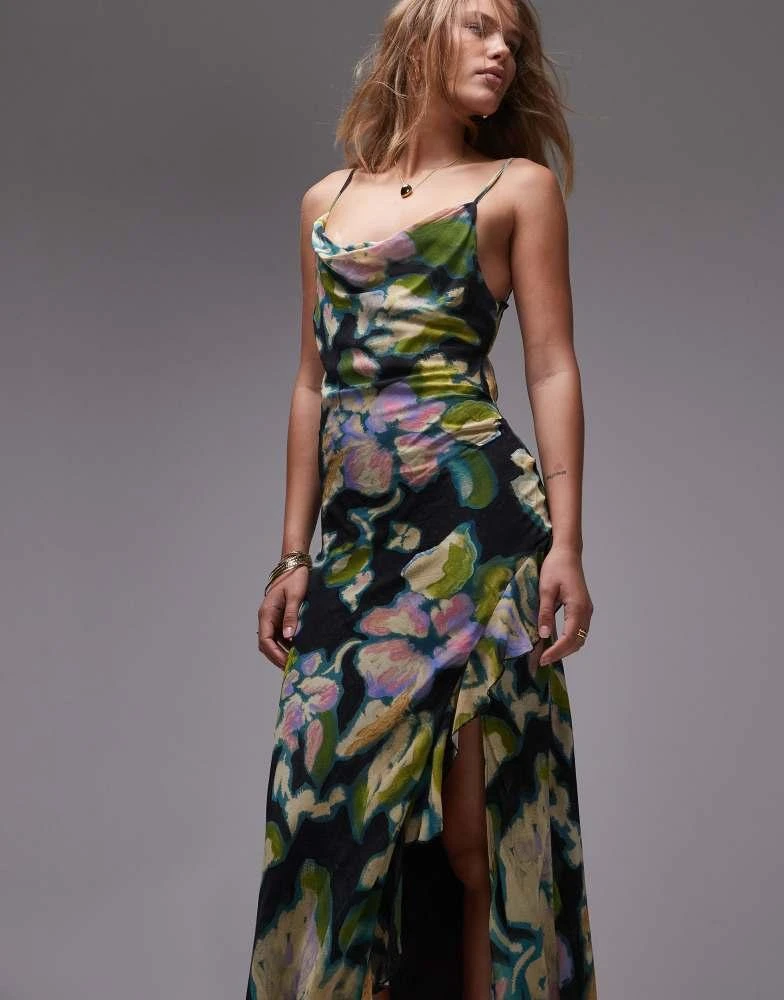 Topshop Topshop sheer drape midi dress in floral print 2